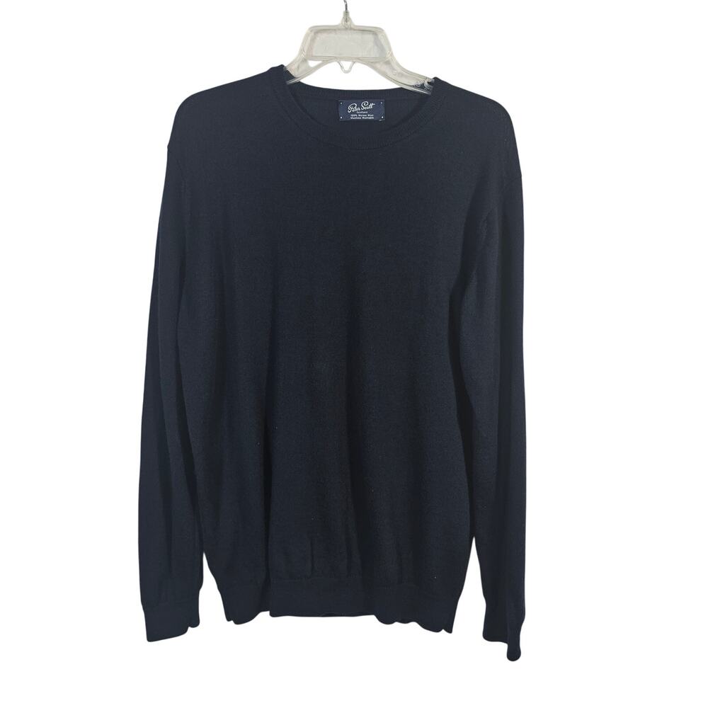 Mens 100% Merino Wool Peter Scott Sweater Navy Blue Small EU 46